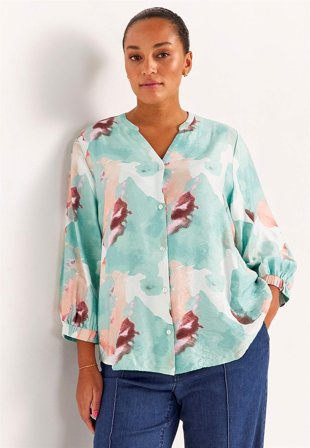 Cellbes of Sweden - Vævet, mønstret bluse med knapper i multi / mønstret til damer i størrelse 58/60