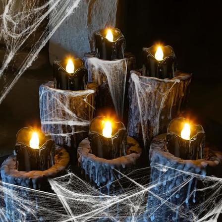 24 stk Halloween-dekorasjoner Innendørs Lys Hvite Teelys: Led Flammeløse Teelys Batteridrevet Borddekorasjon med Sp