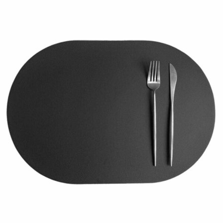 4-pak Underlag i kunstlæder Oval Sort 43x30cm sort