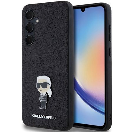 Karl Lagerfeld Fast glitter Ikonik Logo metallpinneveske for Samsung Galaxy A35 - svart
