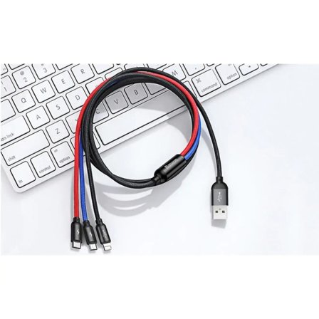 3-i-1 USB-laddare snabbladdningskabel för Micro USB Type C iPhone 1,2 m