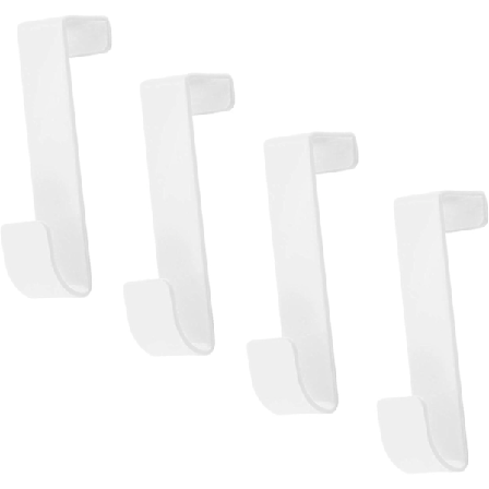 4 stk. over-the-door-krok, Z-formede kroker reversible dørkroker kåkekrok baderom håndklekroker skumbeskyttelse for garderobe dør og soverom dør, hvit