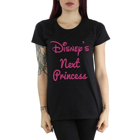 Disney Princess Dam T-shirt i bomull för kvinnor/damer, storlek L, svart
