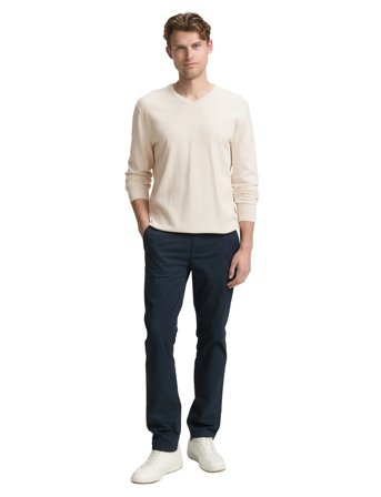 Tom Tailor Basic V-Neck Knit - Cream - XL