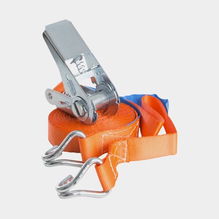 Tie-down strap with hook BEMA ZG 10, 2-part, 25 mm x 5 meter (4.5 + 0.5 meter), 400 daN / 405 kg (LC), orange