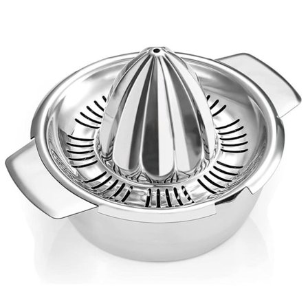 Sitruunapuristimen sitruspuristin käsikäyttöinen valmistettu 18/8 ruostumattomasta teräksestä säiliöllä