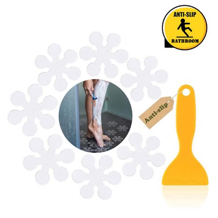 24-pak hvide skridsikre badekar-dekaler med premium skraber