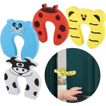 Set med 4 anti-kläm dörrstoppar, barnsäker dörrstopp i skum