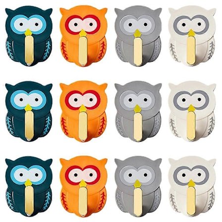 12 stk. tegneserie ugle vægophæng vægkrog frakkekrog multifunktionelle kroge boligindretning