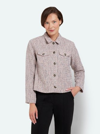 BRANDTEX - Boucle Jakke - Rosa / Blå Mix