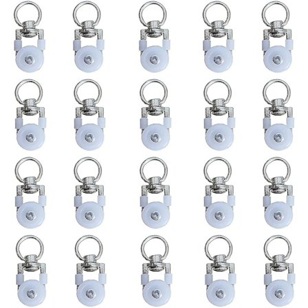 20 stk. gardinskinne ruller, skinne ruller, gardinstang ruller skyder, lydløs remskive, vinduesgardin skinne dobbelt skinne rulle