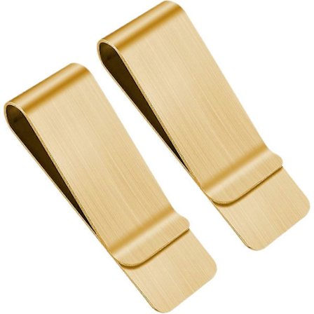 2 stycken sedelklämmor i rostfritt stål, smala sedelklämmor i metall, silverfärgad plånbok, kreditkortshållare för män och kvinnor, guld