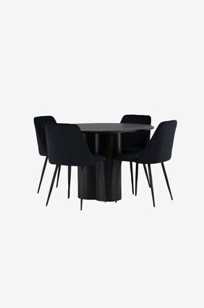 Venture Home - Matgrupp Olivia med 4st stolar Night - Svart - Matgrupp 4 personer - Från Homeroom