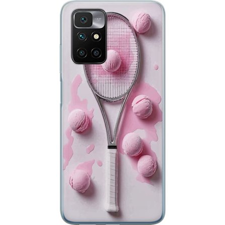 Kompatibel Mobilcover til Xiaomi Xiaomi Redmi 10 Rosa glaskugler og tennisketsjer i et kreativt stillbillede med legende popfølelse og moderne design