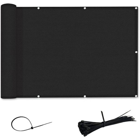 Personvernskjerm og solskjerm for balkong HDPE - UV-bestandig, rivebestandig/sømbestandig (0,9x3m, svart) KLB