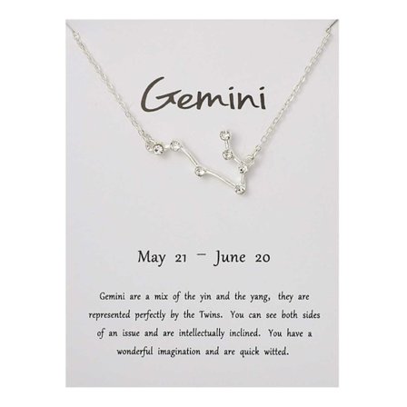 Zodiac Sign -kaulakoru kaksoset Kaksoset lahjakaulakoru hopea