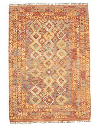Tessuto A Mano Kilim Afghan Old Style Tappeto 208X291 Di Lana