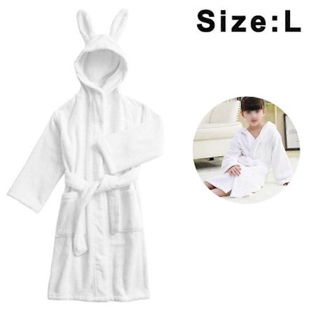 1 st Barnrock, Mjuk Badrock i Frotté Bomull med Huv För Flickor - Bomullsrock För Pojkar Och Flickor - Vit - L