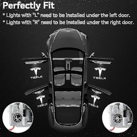 Dörrlogotyp Projektorljus Välkomstljus Steglampa För Tesla Model 3 Model Y Model S Model X Bildörrljus Tesla Ljus Tesla Tillbehör, 4 st/förpackning