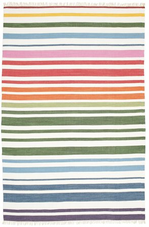 Alfombra De Cocina Rainbow Stripe 200X300 Cotone Righe Multicolore