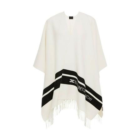 Elisabetta Franchi Capes Hvid, Dame Poncho, Størrelse: ONE Size