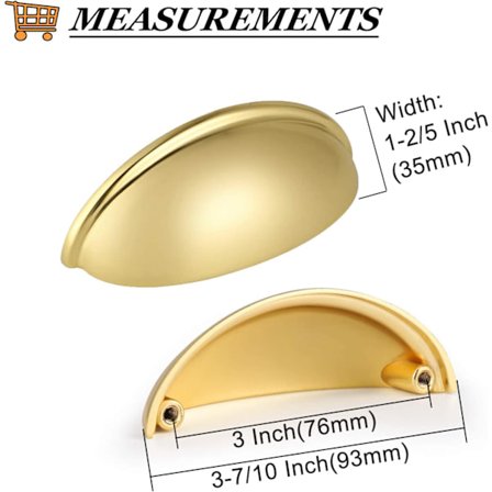 Kultakuppi Kaapin Ovi Kahvat Modernit Kuori Laatikon Vetimet, 76mm(3