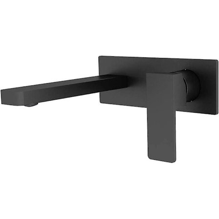 Helt blyfri koppar väggmonterad badrumskran, väggmonterad badrumshandfatskran badkarsblandare blandare kran 3015-07A Svart