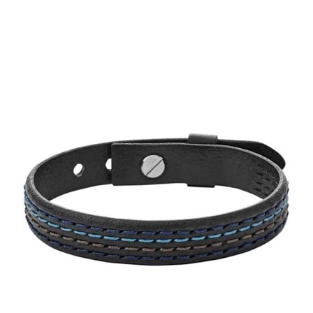 Armband - FOSSIL - 113083 - Svart Läder - Man - Vuxen