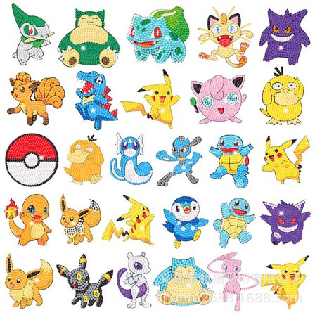 28 kpl Pikachu-timanttimaalaustarroja - Hauska timanttitarrasetti