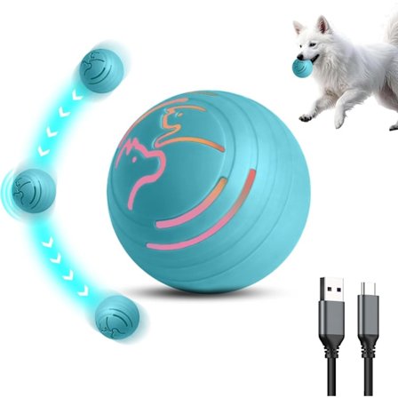 Interaktiv Boll för Små Mellanstora Hundar och Katter, LED-Ljus/Smart Rörelseaktivering/Studsande Automatiska Rullande Leksaker för Valpar och Husdjur