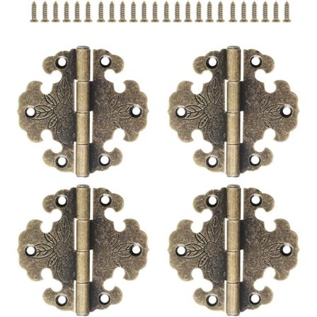 4 stk. antikke hængsler - dekorative hængsler - mini retro hængsler - D