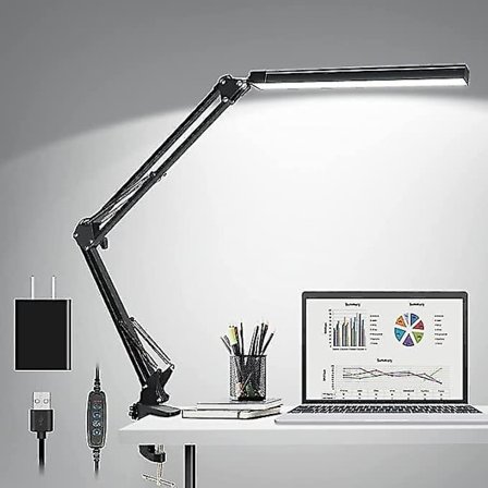 Työpöytälamppu, säädettävä heilurivarsi ja kiinnitys, 10W, 3 väritilaa