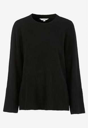 Cellbes of Sweden - Strikket genser med splitt i svart for damer i størrelse 42/44