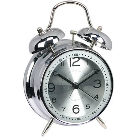 4" Metall Tvillingklocka Väckarklocka Sängbord Enkel Inställning Hög Batteri