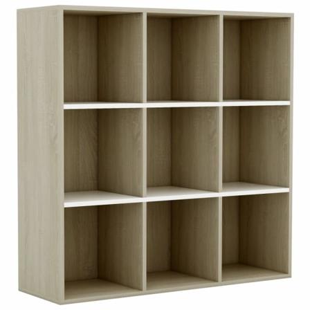 Vidaxl Bokhylla Vit Och Sonoma-ek 98x30x98 Cm Spånskiva Vit