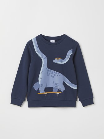 Polarn O. Pyret - Long-sleeve top with dinosaur print - 98 - Childrenswear - blue