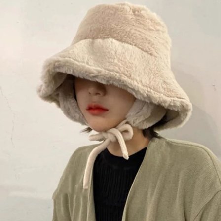 Korean Female Plush Hat Ear Protection Bucket Hats for Women Autumn and Winter Travel Versatile Warm Retro Solid Color Men's Cap