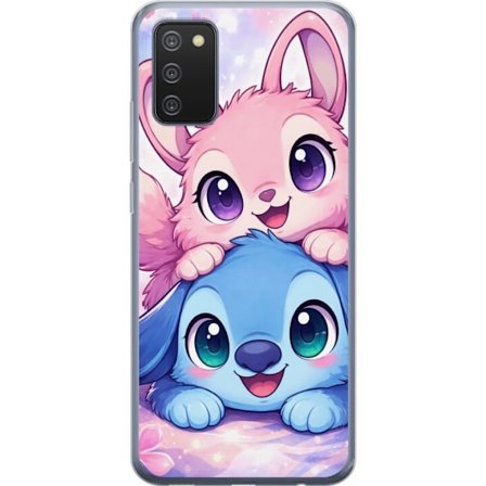 Kompatibel Mobilcover til Samsung Samsung Galaxy A02s Sød kawaii illustration med pink og blå fantasidyr, store øjne og bløde farver perfekt til b