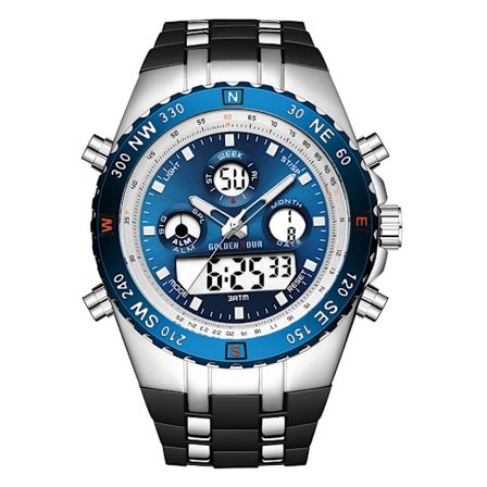 Miesten sotilaalliset urheilukellot digitaalinen vedenpitävä analoginen kello päivämäärällä, hälytyksellä, luminositeetilla, sekuntikellolla, iso 