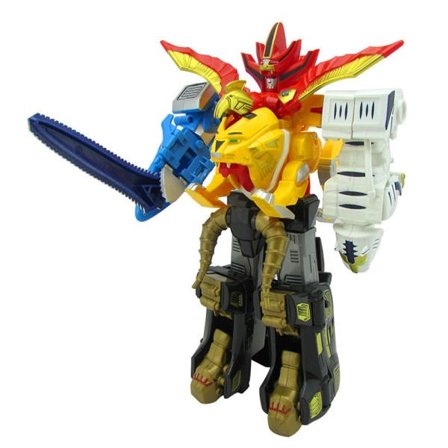 5 I 1 Montering Leker Transformasjon Robot Dinosaur Rangers Megazord Action Figurer