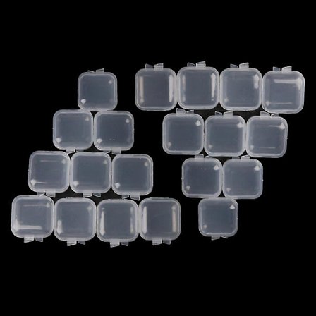 20x Mini Firkantede Opbevaringsbeholdere Æske med Låg Klar Plastkasse til Små Perler