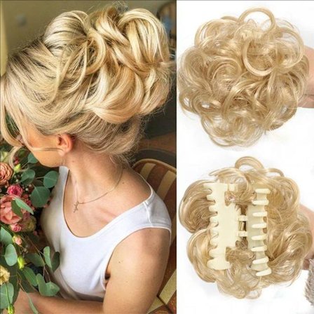 Marmor Hoved Paryk Scrunchy Clip In Krøllet Knude Lazy Updo-No.27T613