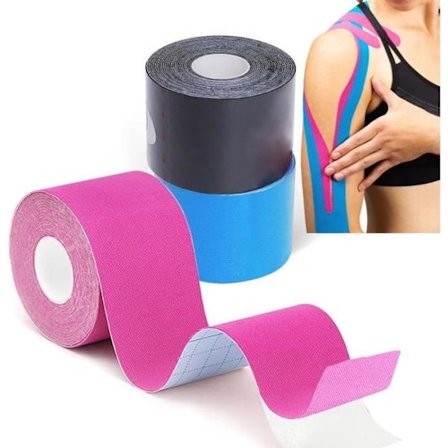 Ruller med tape, 5m x 5cm sportstape, slitesterk kinesiologitape, vannavstøtende og varer i opptil 7 dager
