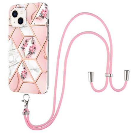 SKALO iPhone 15 Marmorinen Mobiilikauluksen suojakuori - Pinkki