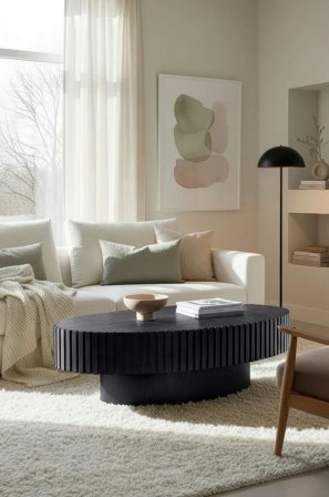 Homeroom Collection - Dagny Oval -sohvapöytä - Musta - Sohvapöydät - - Homeroom