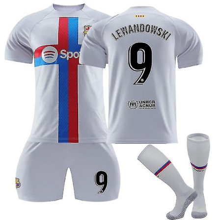 Lewandowski #9 Trøje 2022-2023 Ny sæson fodbold T-shirts sæt til børn og unge 2223 Barcelona Hjem Voksne Børn Komfort