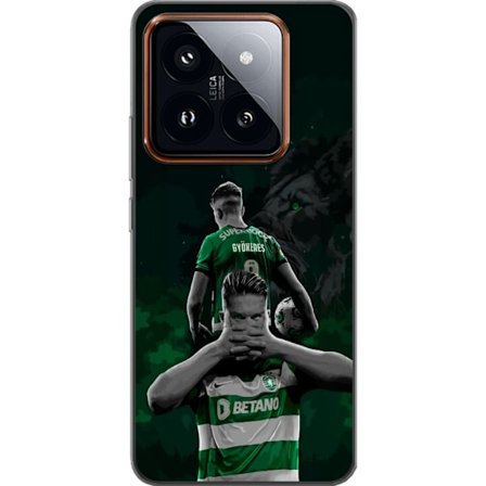 Yhteensopiva Puhelinkuori Xiaomi 14 Pro Neonmotiivi, jossa teksti "Gaming is in my DNA" sinisenä ja punaisena tiiliseinällä, jossa loistava DNA-spiraa