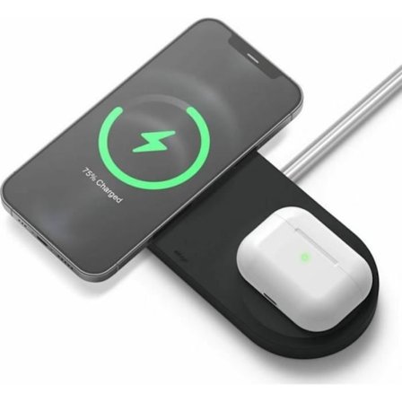 Trådlös laddare - ELAGO - MS Charging Hub Duo - Kompatibel med MagSafe - 2 portar - Svart silikon