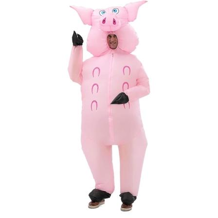 Oppblåsbar gris kostyme full body dress rosa gris kostymer luft blåse opp dress fest kjole halloween og jul cosplay voksen størrelse.