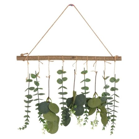 Kunstig eukalyptus veggdekor - Kunstige eukalyptusblader grønt rustikt gårdshus veggdekor for bryllup B